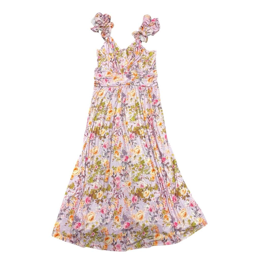 Grace Karin Purple Floral Ruffle Maxi Dress XL Wedding Guest Garden Party - Picture 5 of 11